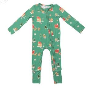 Angel Dear 2 Way Zip Christmas Footie, Green Gingerbread